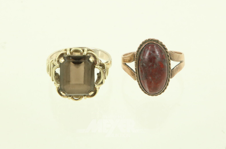 2 Ringe mit je 1 Farbstein