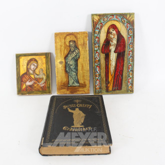 3 Ikonen sowie 1 Buch "Das Leben Jesu"