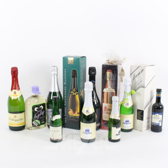 12 Flaschen Sekt und Weinbrand