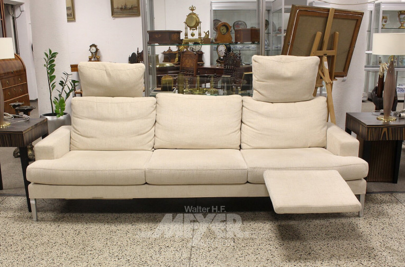 Sofa, 3-Sitzer, davon 2 Komfortplätze mit verstellbarem Kopf- u. Fußteil (Fußstütze versenkbar)