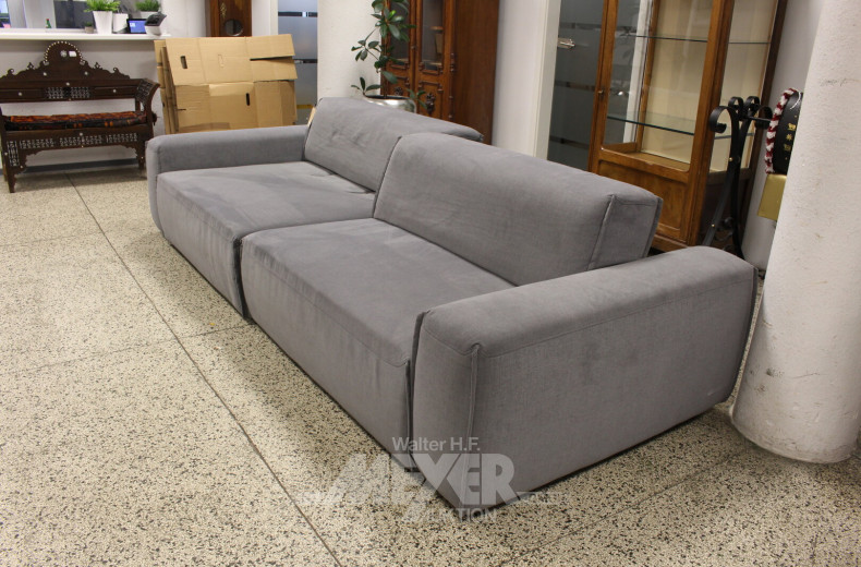 mod. Sofa 2-tlg., gau mit verstellbarer Rückenlehne