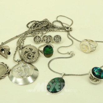 Konvolut Silberschmuck in 835er u. 925er Silber