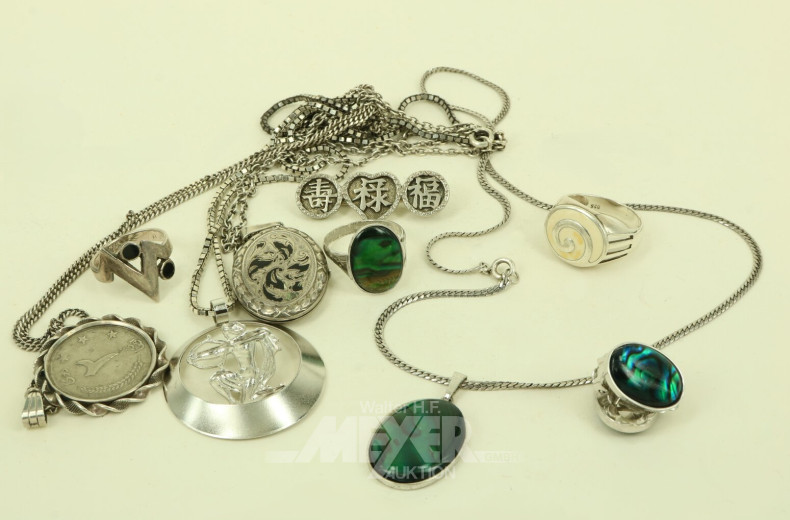 Konvolut Silberschmuck in 835er u. 925er Silber