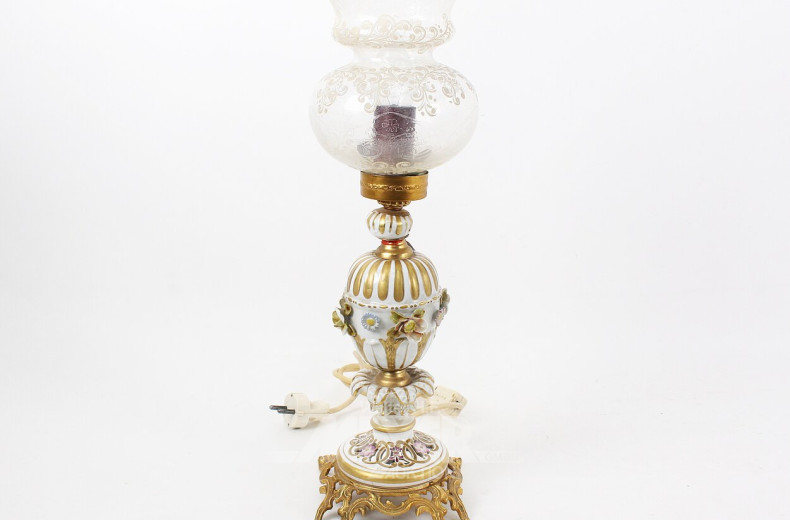 Porz.-Tischlampe, Petroleumstil