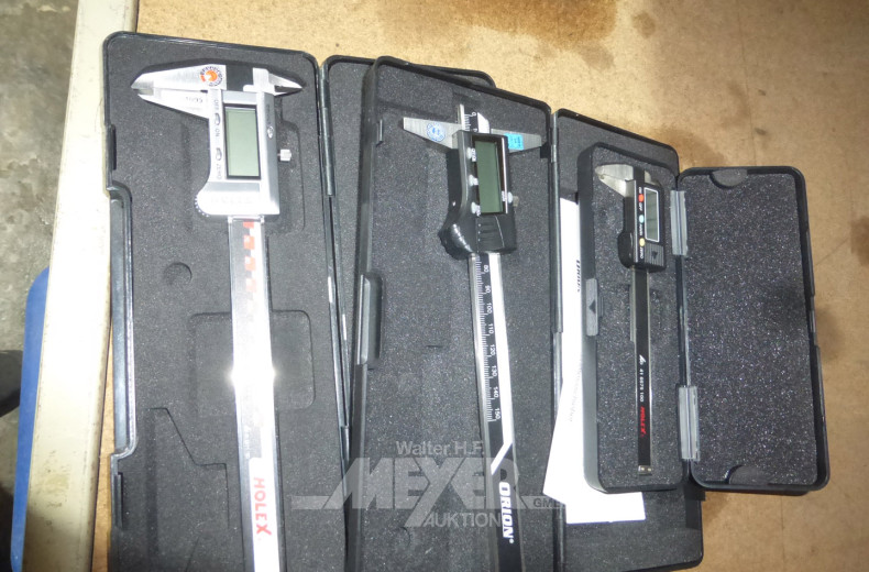 2 Digitalmessschieber und 1 Digitaltiefenmaß, 2 x HOLEX u. ORION