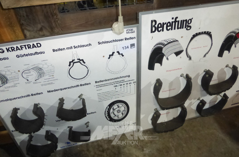 2 Schaubilder / Anschauungsmodelle "Bereifung Kraftrad u. Bereifung PKW"