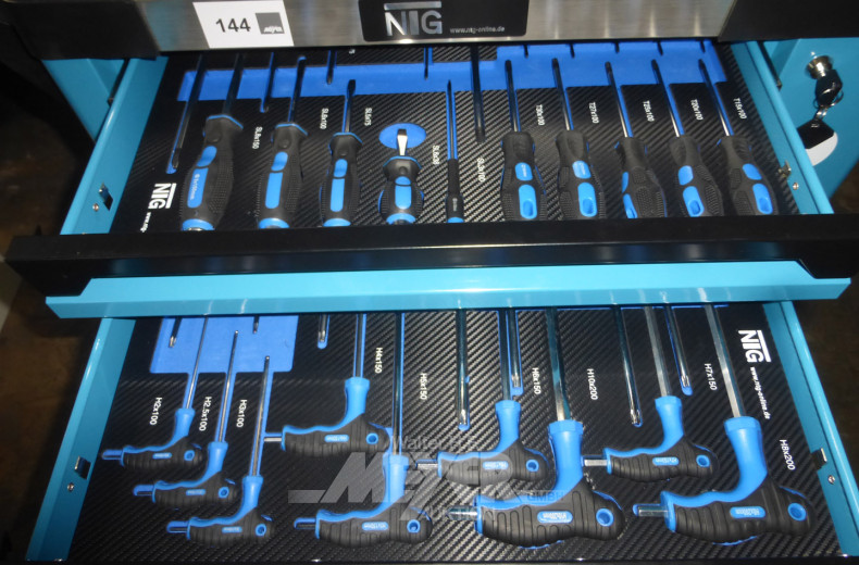 Werkstattwagen mit Inhalt: Hand- und Montagewerkzeug, reichhaltig gefüllt