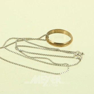 Venezianerkette in 585 WG u. 1 Trauring in 333 GG