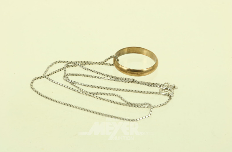 Venezianerkette in 585 WG u. 1 Trauring in 333 GG