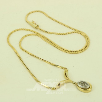 Collier mit Anhänger, mit 6 kl. Brillanten