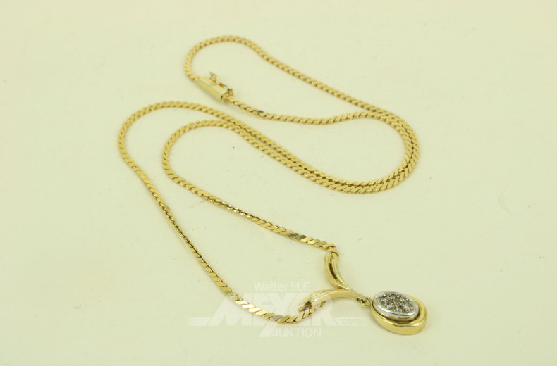 Collier mit Anhänger, mit 6 kl. Brillanten