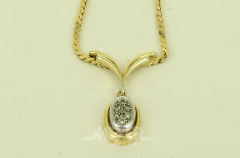 Collier mit Anhänger, mit 6 kl. Brillanten