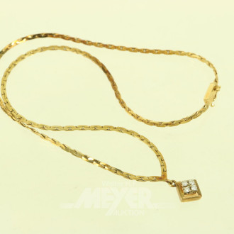 Collier mit quadratischem Anhänger, mit 4 kl. Brillanten