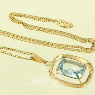 Kette mit 1 Anhänger und Farbstein, blau