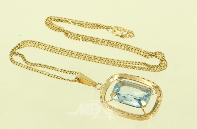 Kette mit 1 Anhänger und Farbstein, blau