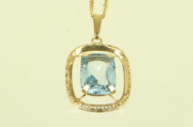 Kette mit 1 Anhänger und Farbstein, blau