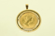 Broschenanhänger mit Goldmünze Großbritannien 1 Sovereign Elisabeth II. 1958