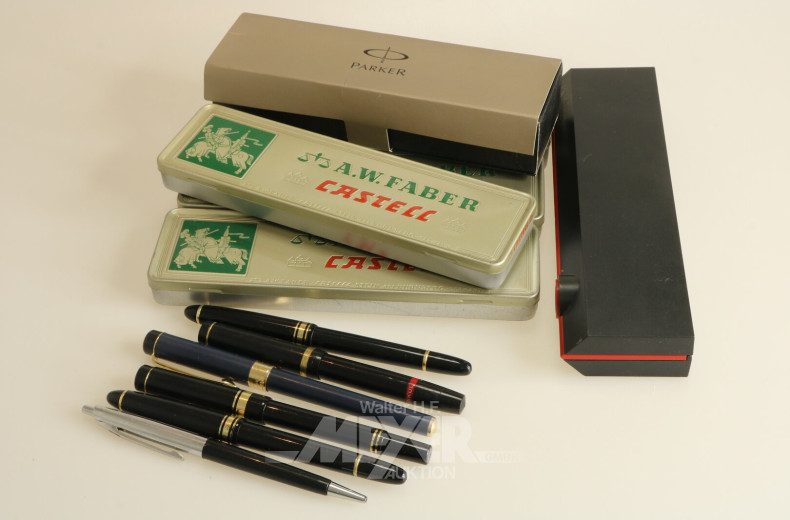 Konvolut Schreibgeräte, u.a. Parker, Rotring u. Faber Castell