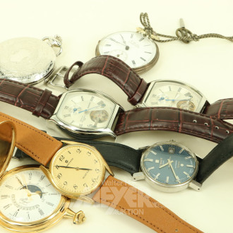 Konvolut Armbanduhren sowie 3 Taschenuhren