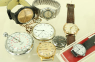 6 Armbanduhren, sowie 1 Stoppuhr u. 1 Taschenuhr