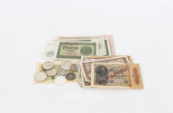 Konvolut Banknoten u. wenige Silbermünzen