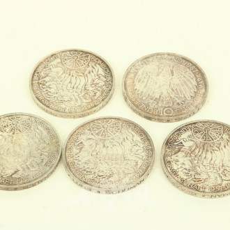 5 Gedenkprägungen BRD 10 DM 1987