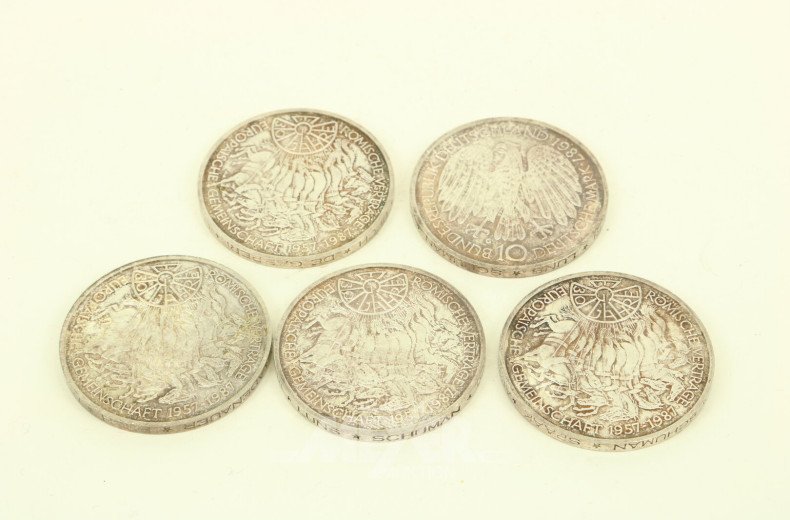 5 Gedenkprägungen BRD 10 DM 1987