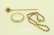 3 Teile Schmuck in 333 GG, best. aus Armband, Trauring u. 1 Stabnadel