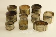 10 Serviettenringe, u.a. Silber