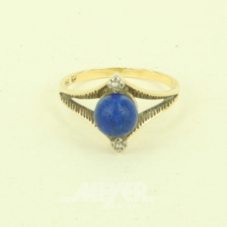 Ring mit 2 kl. Brillanten u. 1 Lapislazuli-Kugel