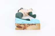 Stanley Rector, farbige Holzskulptur 'Meerjungfrau mit Kind'