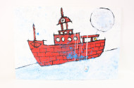 Gemälde 'Ziegelsteinschiff im weißen Licht'