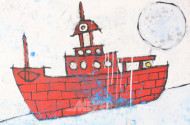 Gemälde 'Ziegelsteinschiff im weißen Licht'