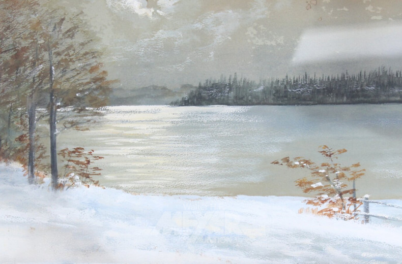 Gemälde/Mischtechnik 'Winterliche Seenlandschaft'