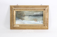Gemälde/Mischtechnik 'Winterliche Seenlandschaft'