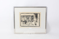 Lithografie "Beim Tee"