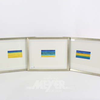Bilderserie, 3-tlg. "Stilisierte Landschaften u. Meeresansicht"
