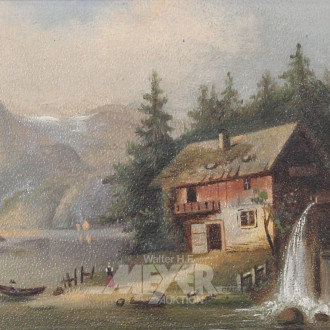 Gemälde "Haus am Gebirgssee"