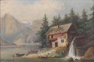 Gemälde "Haus am Gebirgssee"