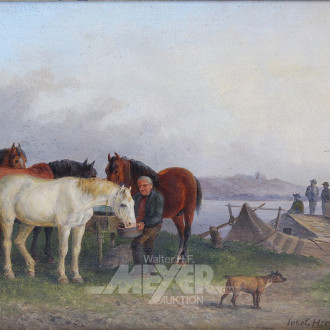 Gemälde "Pferde an der Tränke"