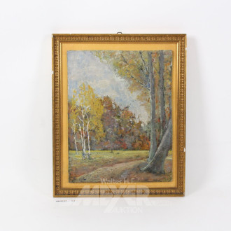 2 Bilder: Gemälde "Waldweg", Aquarell "Küstenlandschaft"