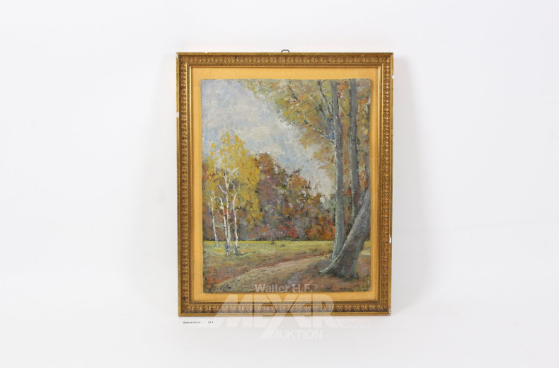 2 Bilder: Gemälde "Waldweg", Aquarell "Küstenlandschaft"