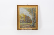 2 Bilder: Gemälde "Waldweg", Aquarell "Küstenlandschaft"