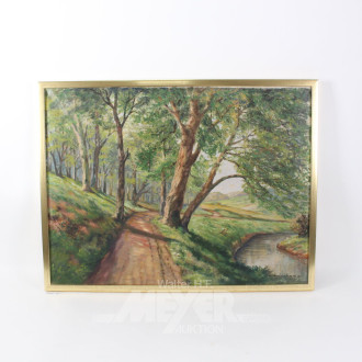 Gemälde "Waldweg mit Bachlauf"
