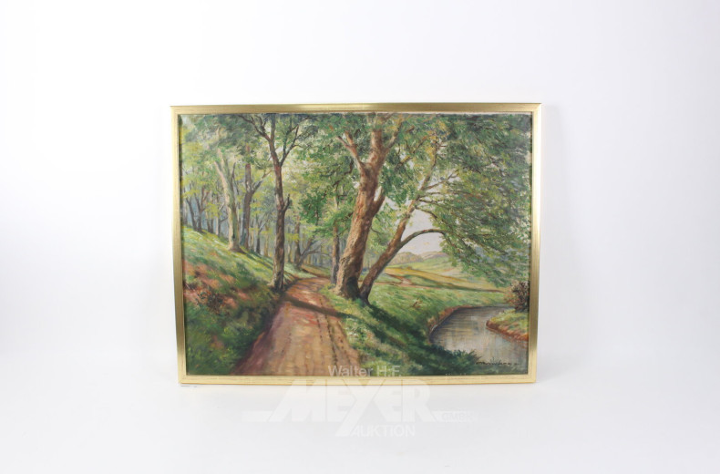 Gemälde "Waldweg mit Bachlauf"