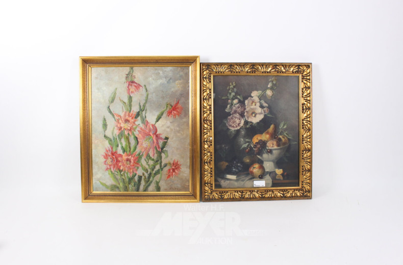 4 Bilder "Blumenstillleben, Leuchtturm, Blick in die Landschaft"