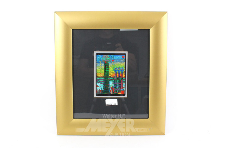 4 gerahmte Postkarten nach Hundertwasser