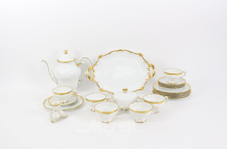 Porz.-Kaffeeserviceteile mit Goldranddekor ca. 20 Teile