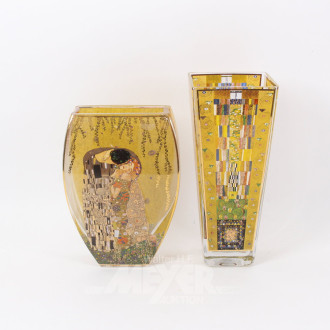 2 Glasvasen "Der Kuss" - "Stocklet Fies" nach Gustav Klimt