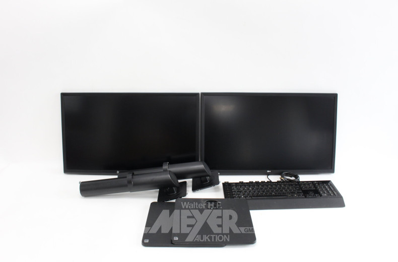 2 LCD-Monitore, 27" sowie 1 Lupenlampe